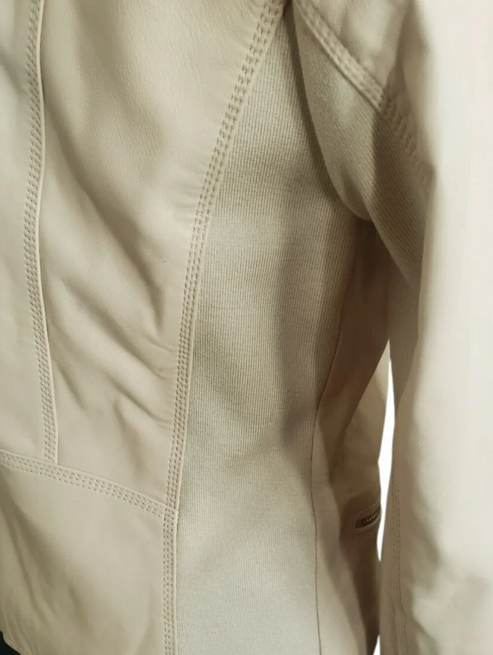 Retro Biker Soft Butter Leather Cropped Moto Rider Baddie Scuba Jacket Small